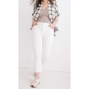 Madewell Cali Demi Boot Cut Mid Rise Cropped Jeans Pure White 25